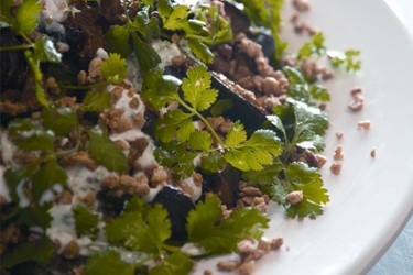Spiced eggplant & peanut salad