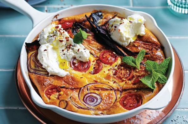 Spiced eggplant frittata with labneh and mint