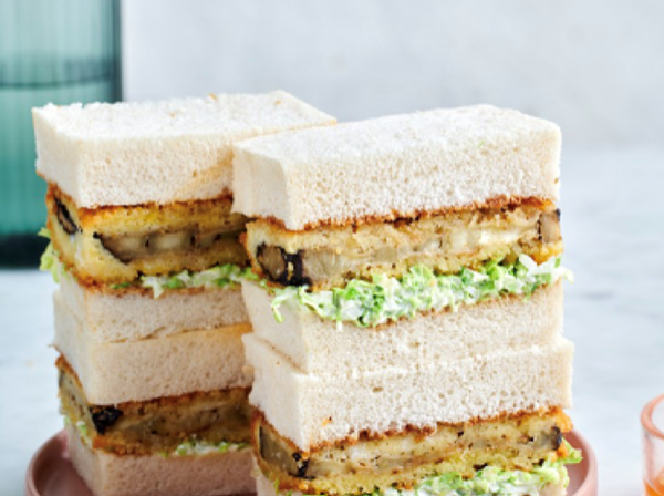 Spiced eggplant katsu sandos