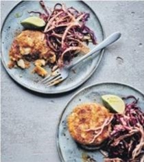 Spiced fish cakes with chilli & lime slaw