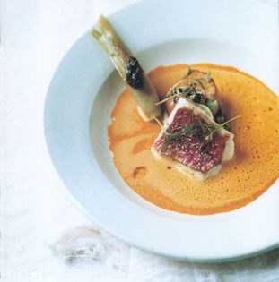 Spiced fish soup with tapenade