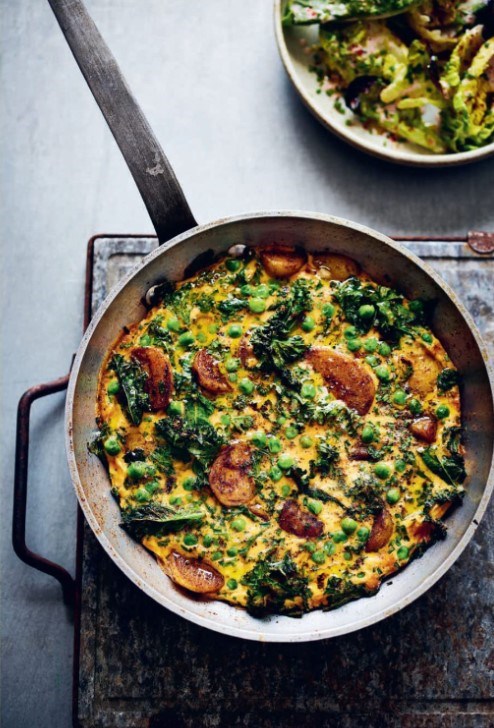 Spiced frittata with a leafy salad