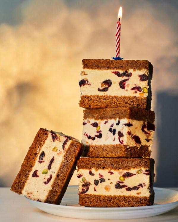Spiced fruit & mascarpone ice cream cake sandwiches 