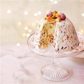 Spiced fruit, mascarpone and muscat semifreddo