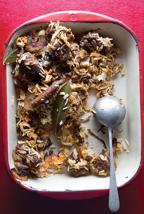 Spiced goat and rice pilaf (Sindhi biryani)
