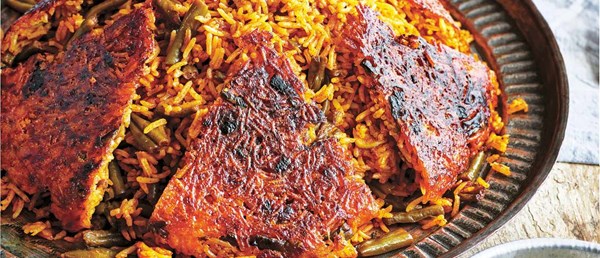 Spiced green bean and tomato rice