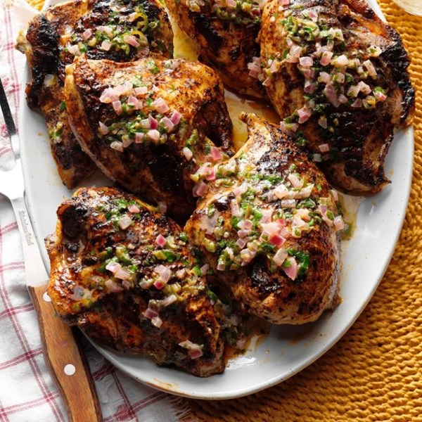 Spiced grilled chicken with cilantro lime butter