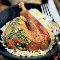 Spiced guinea fowl with fresh herb dressing