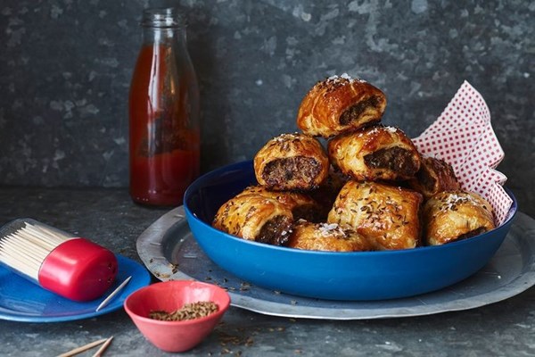 Spiced kangaroo sausage rolls