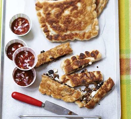 Spiced lamb & feta gozleme with special tomato sauce