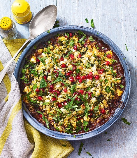 Spiced lamb and herby quinoa crumble