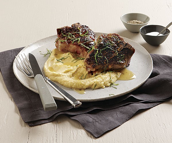 Spiced lamb chops with chickpea purée