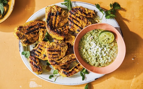 Spiced lamb chops with coconut, mint, coriander and lime