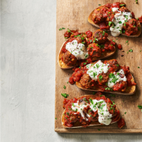 Spiced lamb meatballs on sourdough