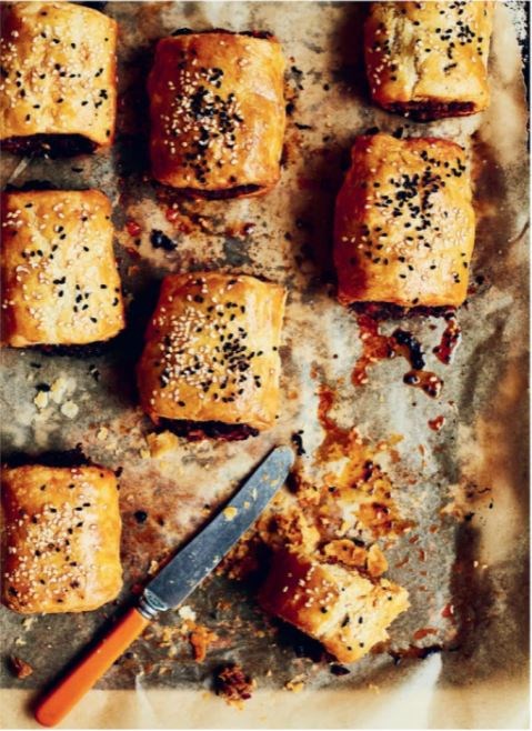 Spiced lamb sausage rolls