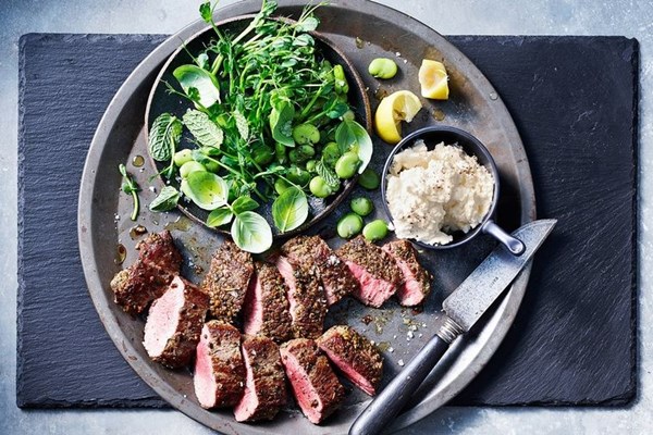 Spiced lamb with buttermilk & spring salad