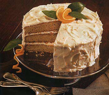 Spiced layer cake with orange cream cheese frosting