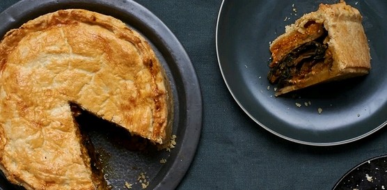 Spiced layered vegetable pie
