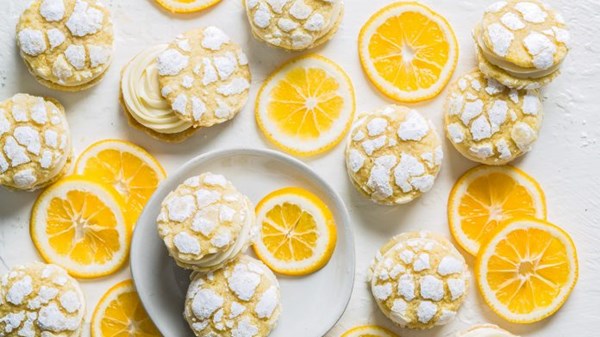 Spiced lemon crinkle sandwich cookies