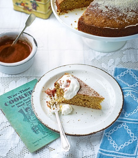 Spiced lemon olive oil cake with date syrup