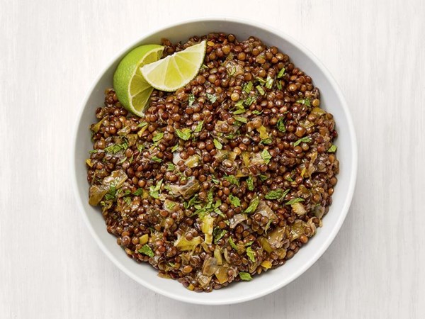 Spiced lentils with leeks