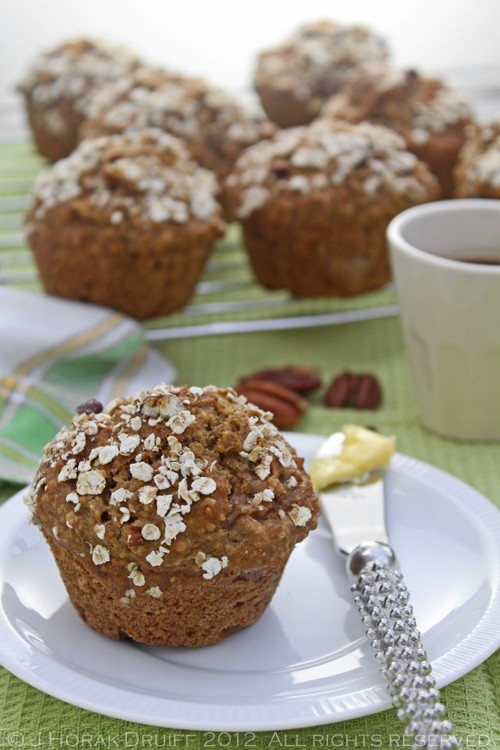 Spiced maple pear and oat muffins