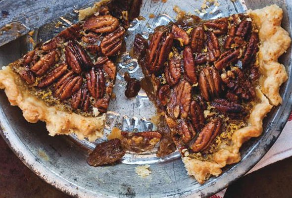 Spiced maple pecan pie with star anise