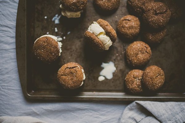 Spiced maple-roasted pear ice cream sandwiches