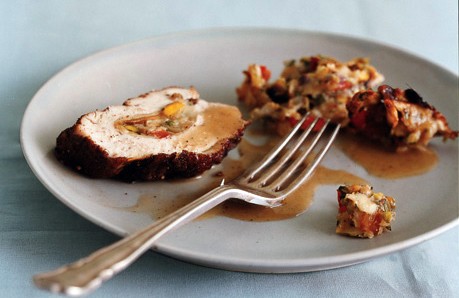 Spiced matzo-stuffed chicken breasts