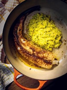 Spiced monkfish/saffron rice