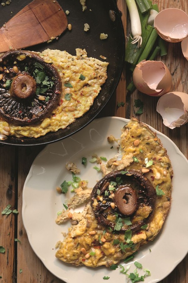 Spiced mushroom & pine nut omelette