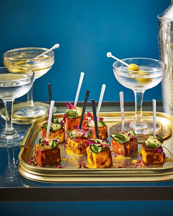 Spiced paneer with quick-pickled cucumber