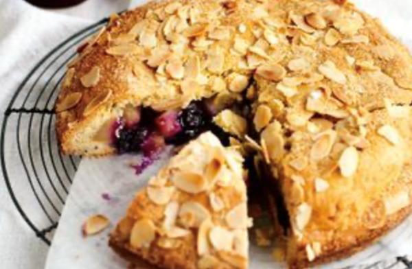 Spiced pear, blueberry and almond shortcake