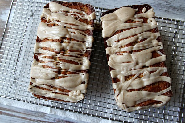 Spiced pear cake with browned butter icing