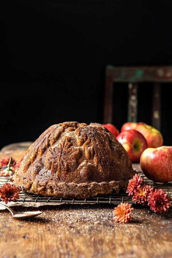 Spiced pecan apple cider doughnut cake