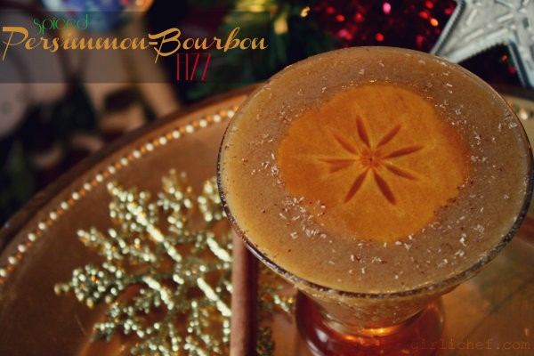 Spiced persimmon-bourbon fizz