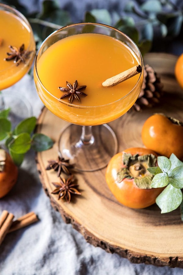 Spiced persimmon bourbon old fashioned