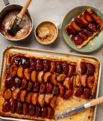 Spiced plum and marzipan tart