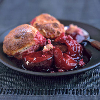 Spiced plum cobbler
