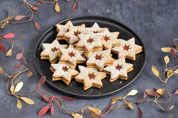 Spiced plum Linzer cookies