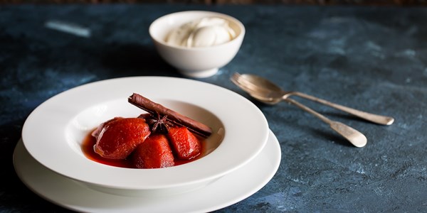 Spiced poached quince with mascarpone