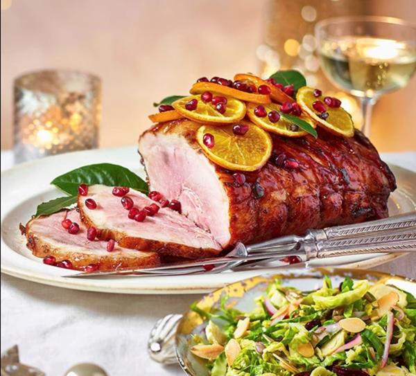 Spiced pomegranate & orange glazed ham