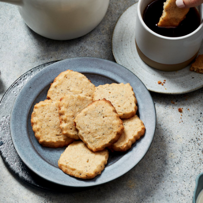 Spiced poppy seed shortbread cookies