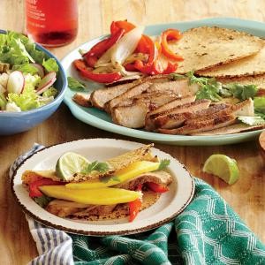 Spiced pork and mango tacos
