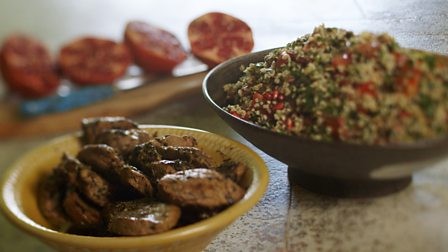 Spiced pork and pomegranate tabbouleh