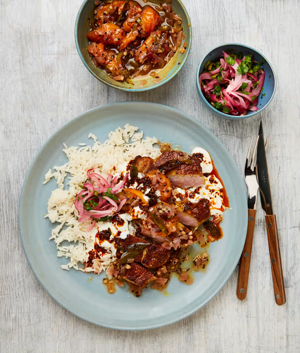 Spiced pork chops with quick apricot chutney