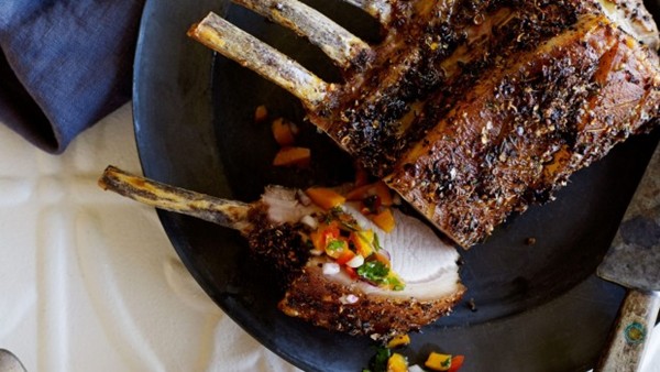 Spiced pork rack with nectarine salsa