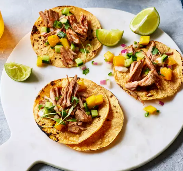 Spiced pork tacos with mango salsa