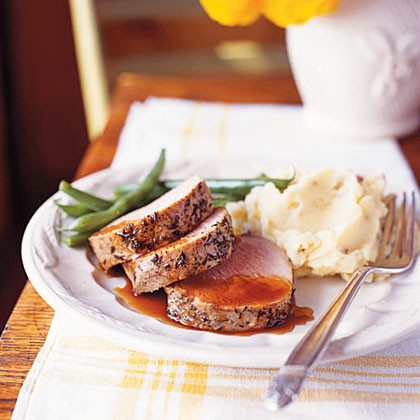 Spiced pork tenderloin with maple-chipotle sauce