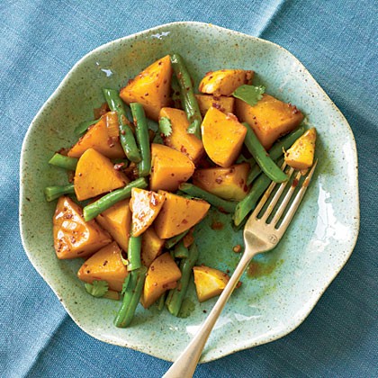 Spiced potatoes and green beans